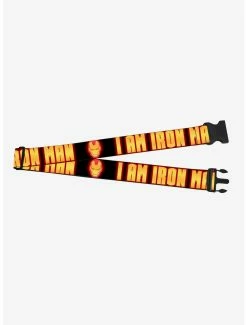 Marvel Iron Man Face I Am Iron Man Black Yellow Glow Luggage Strap
