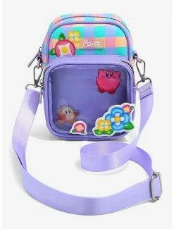 Crossbody Bags Nintendo Kirby Checkered Floral Pin Collector Crossbody Bag - BoxLunch Exclusive