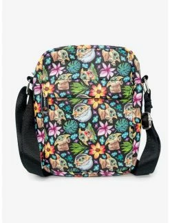 Crossbody Bags Star Wars The Mandalorian Baby Yoda Poses Floral Collage Cross Body Bag