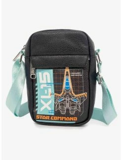 Crossbody Bags Disney Pixar Lightyear Star Command Spaceship Schematic Vegan Leather Crossbody Bag