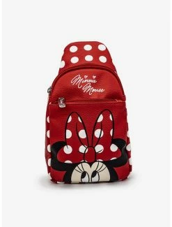 Crossbody Bags Disney Minnie Mouse Face Close Up With Polka Dots Crossbody Bag
